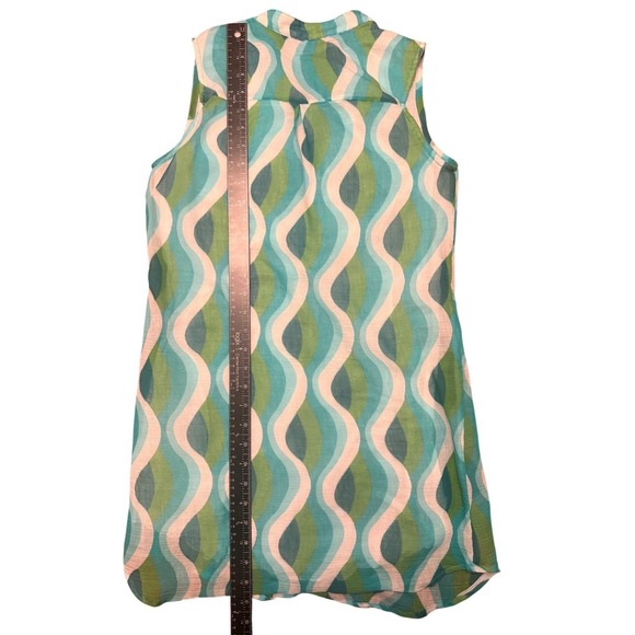 Joy Joy Women's Geometric Wave Ruffle V Neck Sleeveless Tunic Top XS - Picture 2 of 7